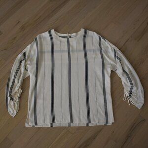 Tibi black striped white crewneck blouse